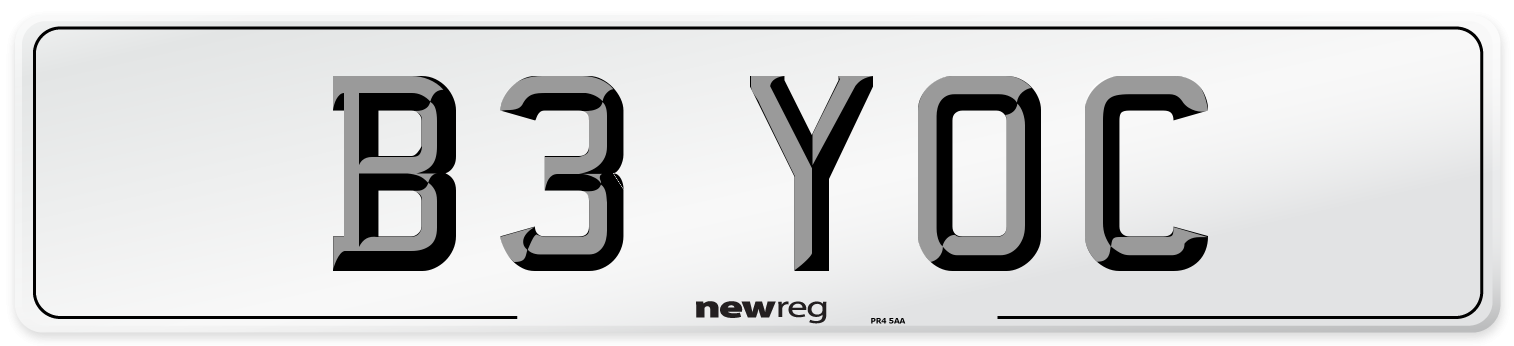 B3 YOC Number Plate from New Reg